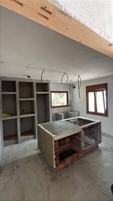 Fireplace and built-in furniture