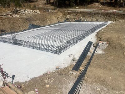 Excavation and reinforced slab