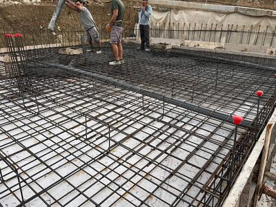 Our team pouring a concrete slab